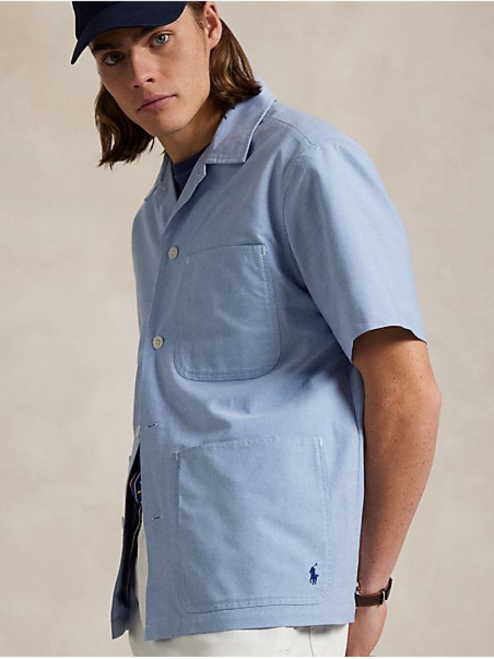 Polo Ralph Lauren Size XL Light Blue Oxford Short-Sleeve Shirt.